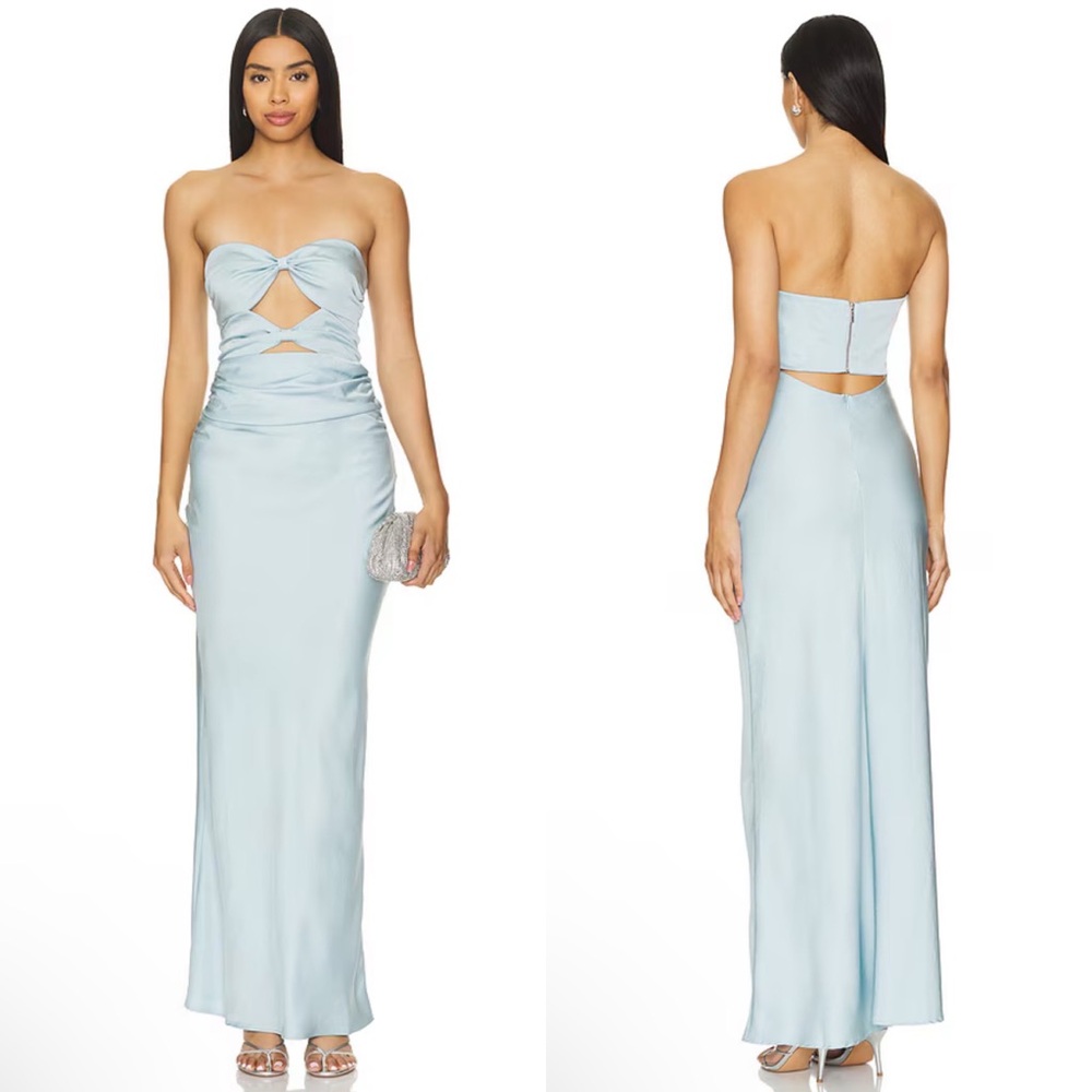Bec + Bridge Rochelle Twist Cutout Strapless Maxi Dress Dolphin Blue